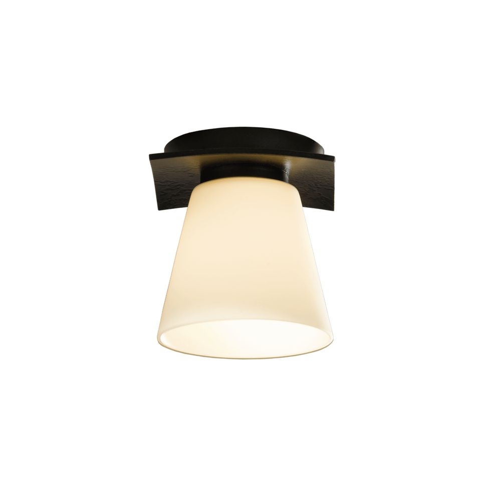 Hubbardton Forge Wren Flush Mount Light Fixture with Opal Glass Shade, Dimmable, UL Damp Rated