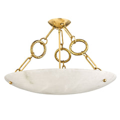 Yadira 26-Inch Large Semi-Flush Ceiling Light by Corbett Lighting, Vintage Brass with Alabaster Shade