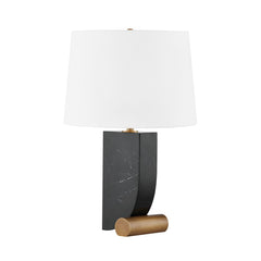 Yellowstone Table Lamp 24" High By Troy Lighting With Patina Brass Finish & Off-White Linen Shade