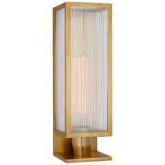 York 16-Inch Single Box Outdoor Sconce by Visual Comfort with Clear Ribbed Glass Shade