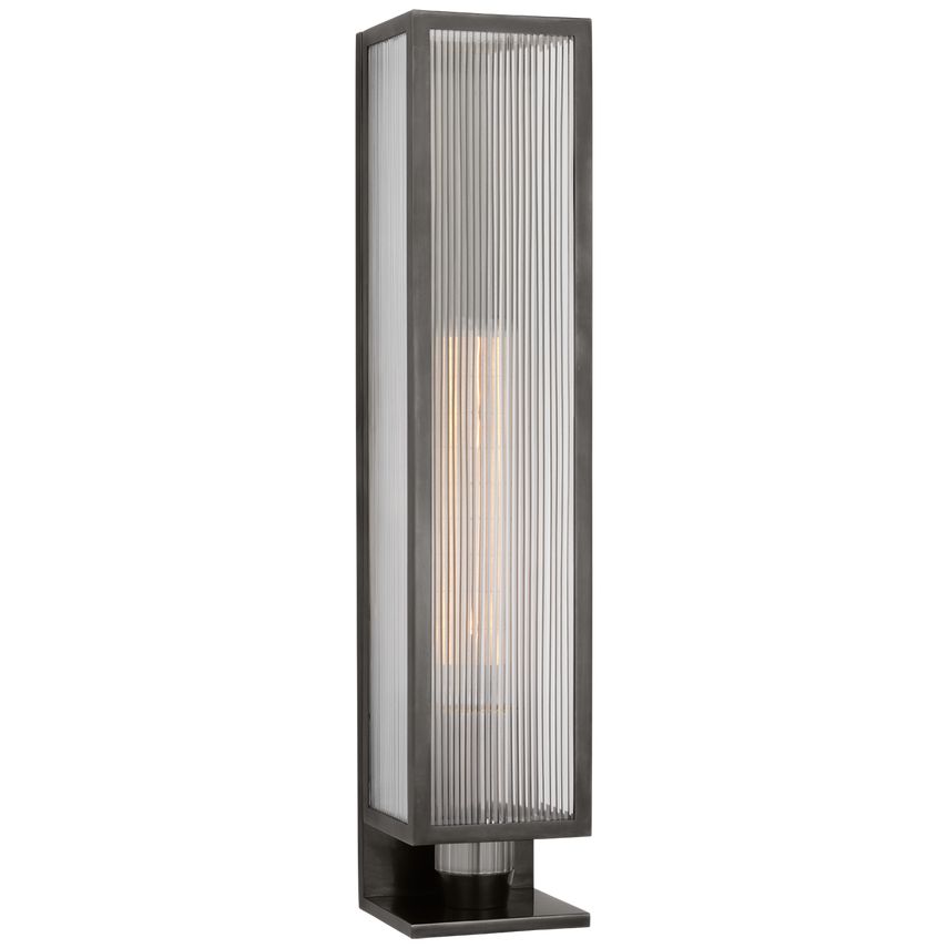 York 24-Inch Single Box Outdoor Sconce with Clear Ribbed Glass Shade by Visual Comfort