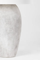 Zeke Table Lamp 34” Tall by Troy Lighting - Weathered Grey Ceramic Base with Off-White Linen Shade