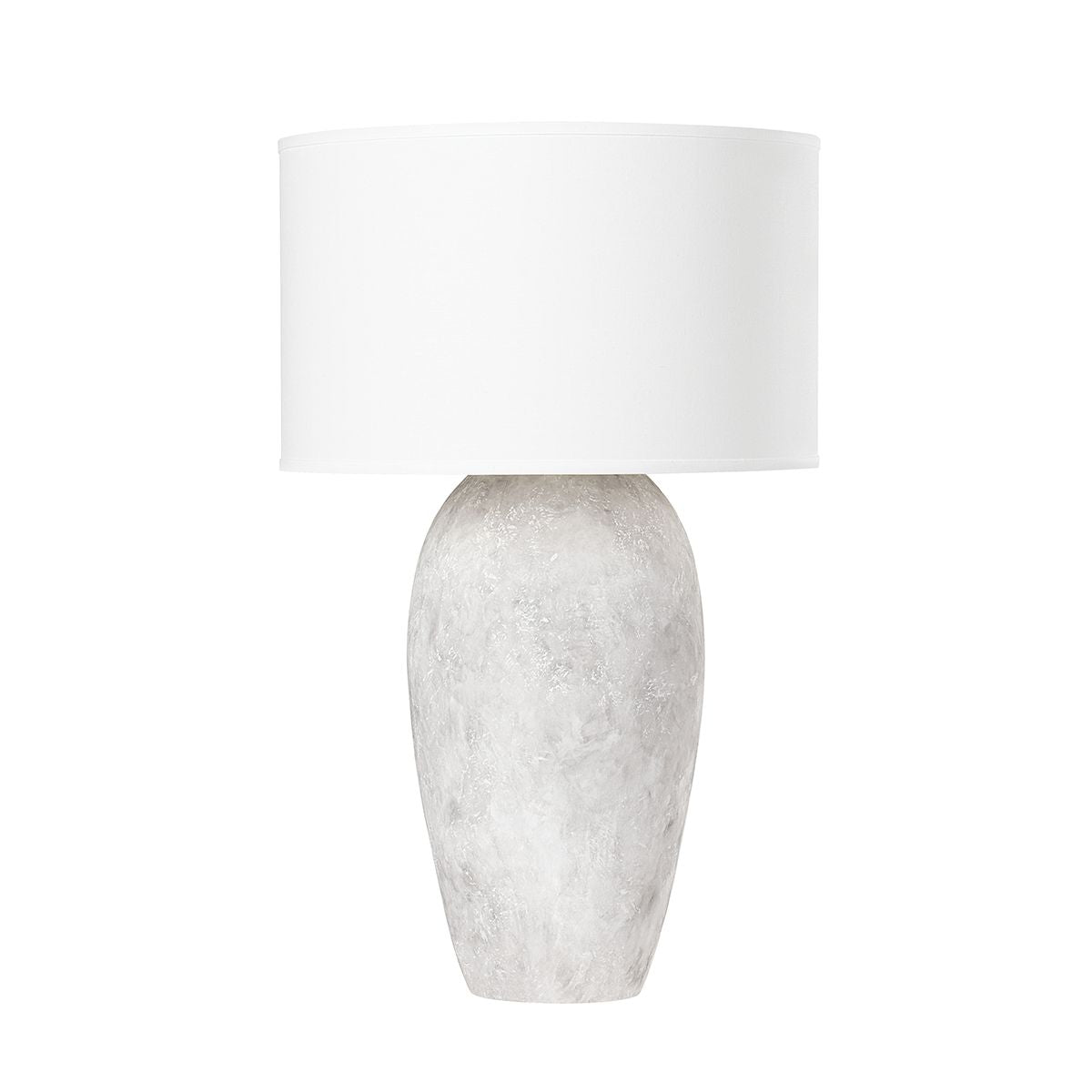 Zeke Table Lamp 34” Tall by Troy Lighting - Weathered Grey Ceramic Base with Off-White Linen Shade