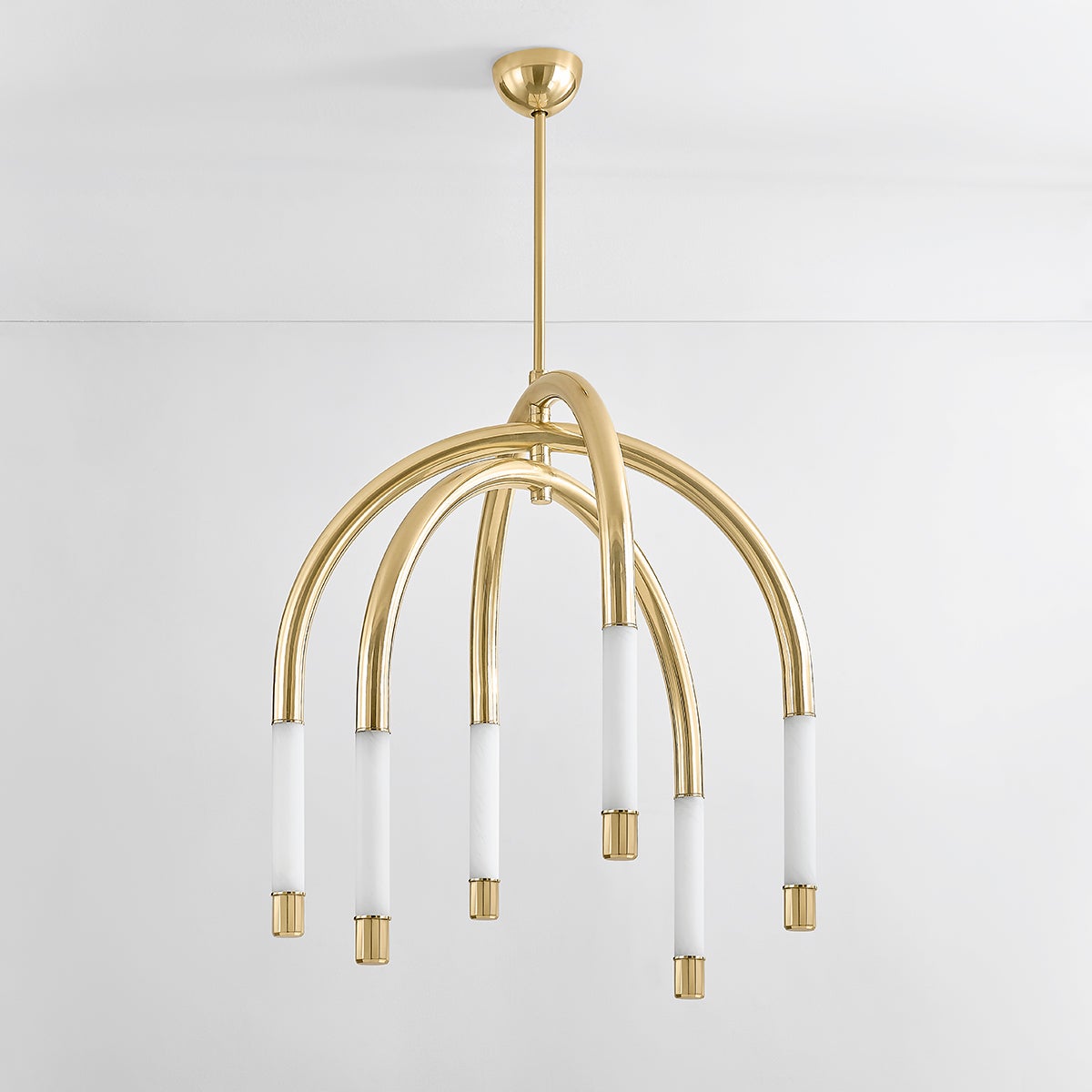 Zeme LED Chandelier 39 In. Height, 33.75 In. Width, Vintage Polished Brass Finish, 6 Dimmable Lights