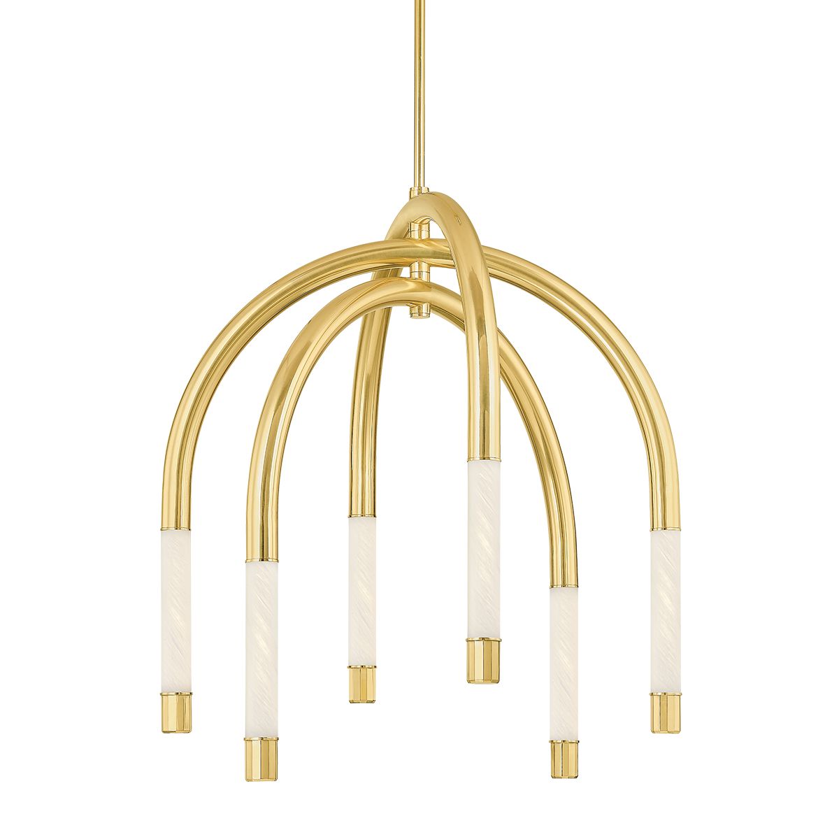 Zeme LED Chandelier 39 In. Height, 33.75 In. Width, Vintage Polished Brass Finish, 6 Dimmable Lights