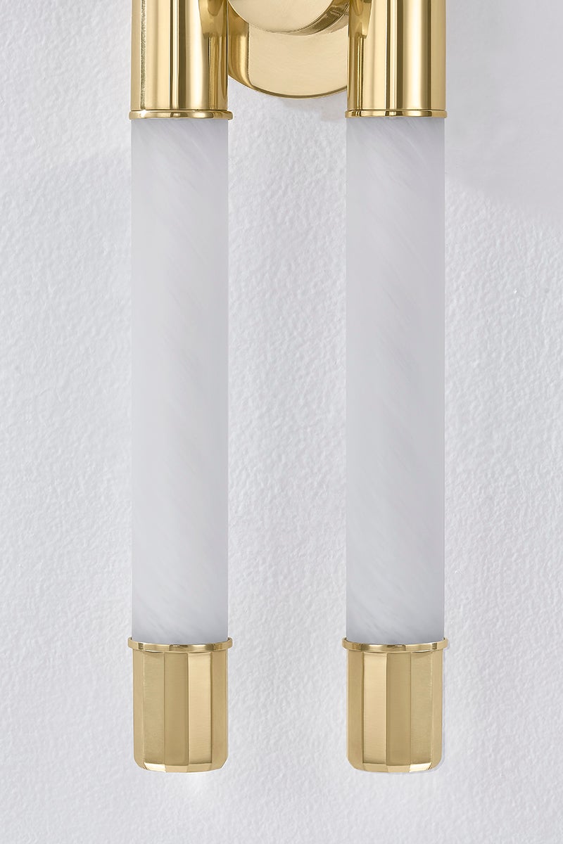 Zeme LED Sconce by Corbett Lighting, Vintage Polished Brass, Dimmable, 1475 Lumens, 2700K Warm Glow