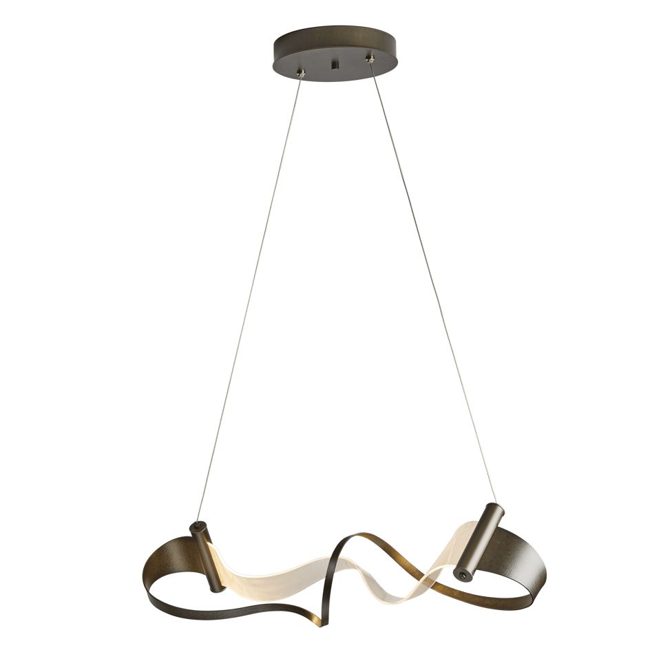 Hubbardton Forge Zephyr 1-Light LED Pendant, Adjustable Height, Dimmable, Natural Iron Finish