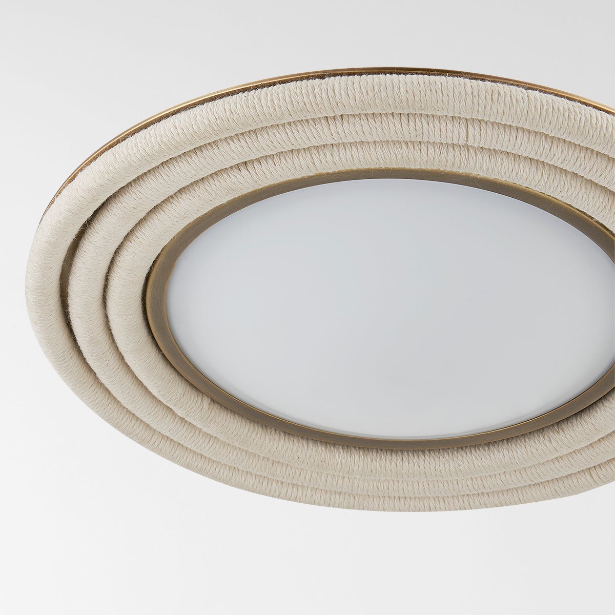 Zion Ceiling Light by Troy Lighting with 3 Cotton Rope Rings, Dimmable LED, Opal Matte Shade, ETL Damp