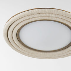 Zion Ceiling Light by Troy Lighting with 3 Cotton Rope Rings, Dimmable LED, Opal Matte Shade, ETL Damp