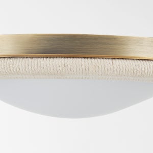 Zion Ceiling Light by Troy Lighting with 3 Cotton Rope Rings, Dimmable LED, Opal Matte Shade, ETL Damp