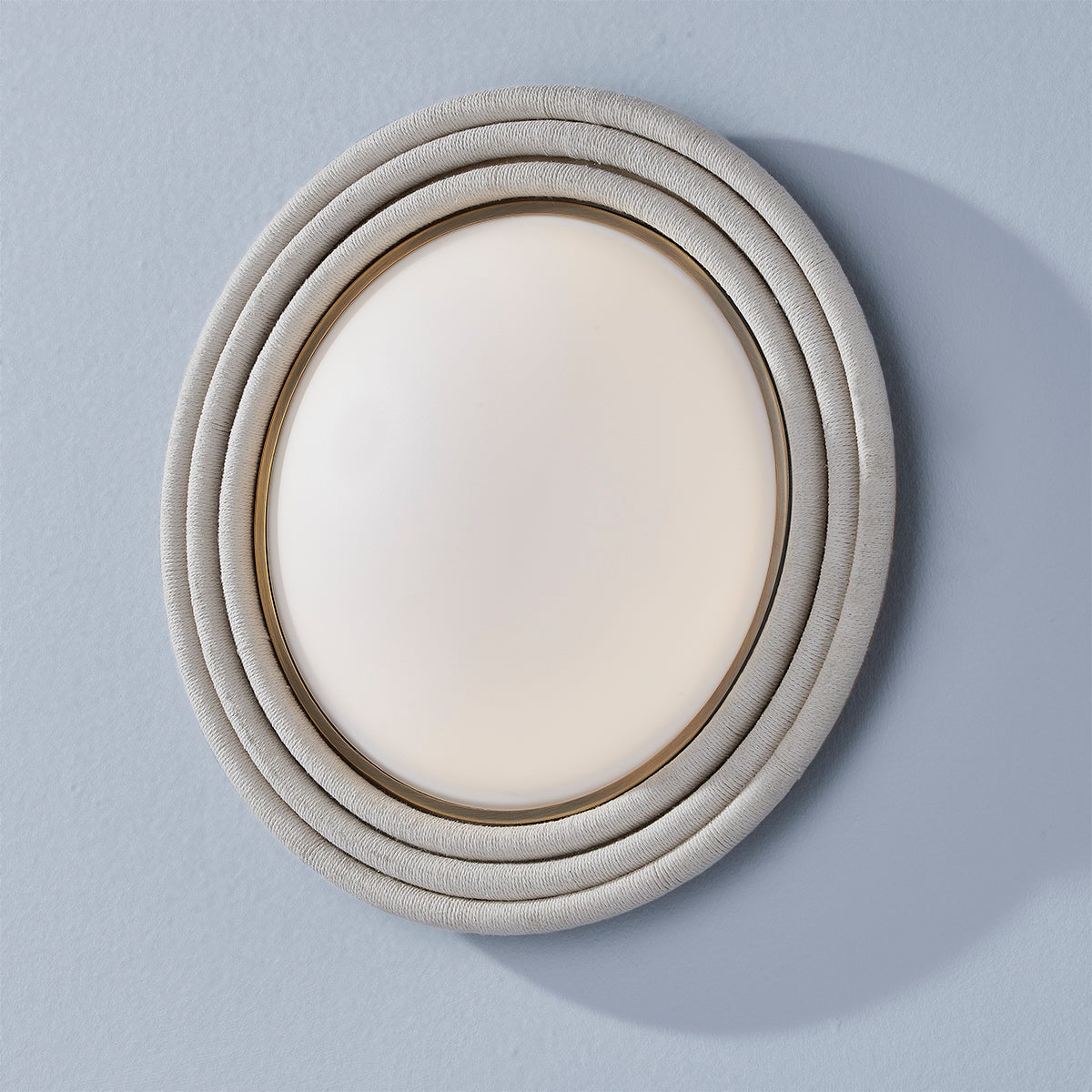 Zion Large Ceiling Light by Troy Lighting, 16" Opal Matte Shade, White Cotton Rope Design, Dimmable, ETL Damp Rated