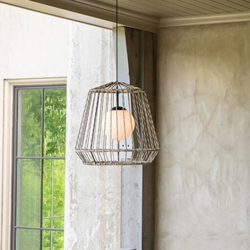 Arlen Hanging Pendant Light by Hinkley Lighting - Coastal All-Weather Rattan Shade, UL Wet Rated