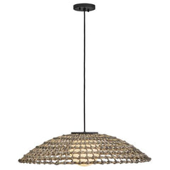 Arlen Large Outdoor Hanging Pendant Light by Hinkley Lighting - Black Rattan 8.25"H x 30"W