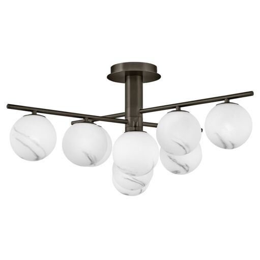 Selene Large Semi-Flush Mount Light - Modern Design with Swirled Glass Globes by Fredrick Ramond