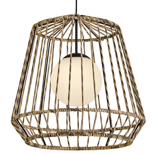 Arlen Hanging Pendant Light by Hinkley Lighting - Coastal All-Weather Rattan Shade, UL Wet Rated