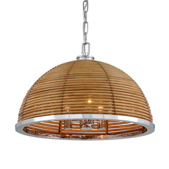 Corbett Lighting Carayes Dome-Shaped Rattan Chandelier with Stainless Steel Chain