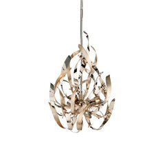 Corbett Lighting Hand-Forged Iron Graffiti Pendant Light with Silver Leaf and Stainless Steel Finish