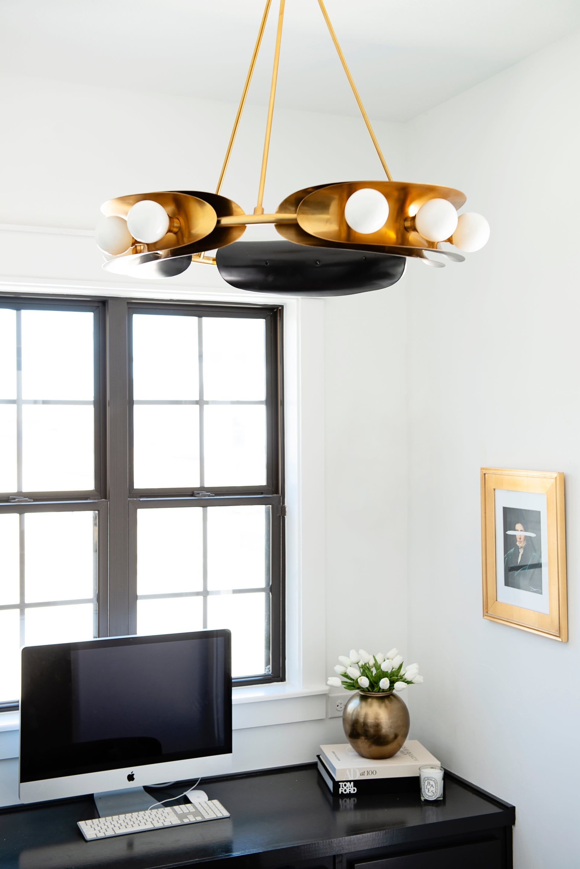 Corbett Lighting-Hopper Chandelier 5-Light Mid-Century Design with Opal White Glass Shades