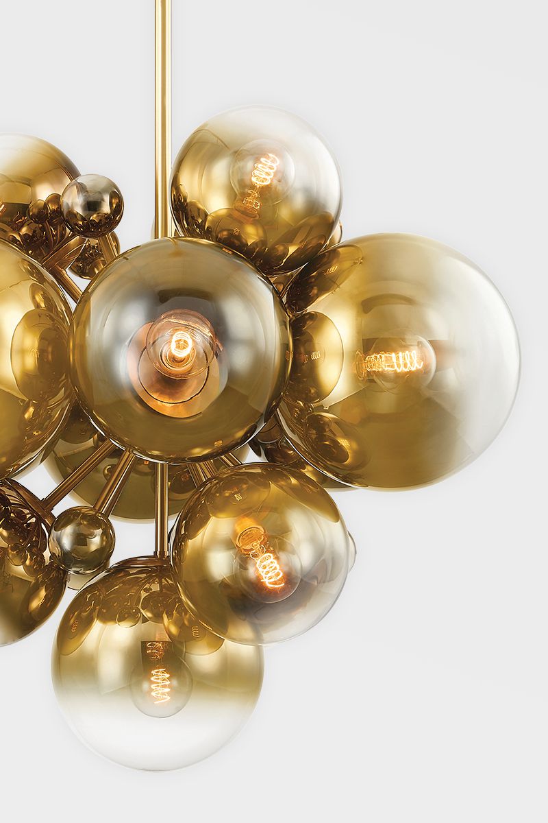 Corbett Lighting Kyoto Chandelier with Ombre Glass Globes - Stunning Brass and Clear Finish Statement Piece