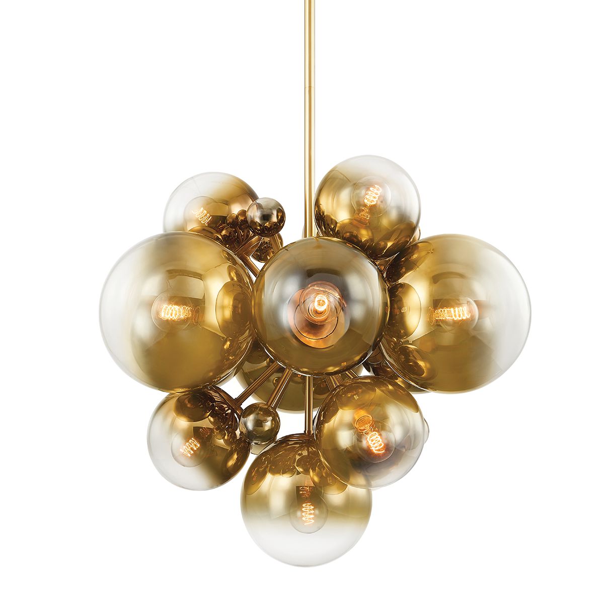 Corbett Lighting Kyoto Chandelier with Ombre Glass Globes - Stunning Brass and Clear Finish Statement Piece