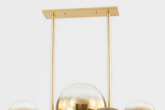 Corbett Lighting Kyoto Linear Chandelier with Ombre Glass Spheres and Brass Accents for Stunning Lighting Display