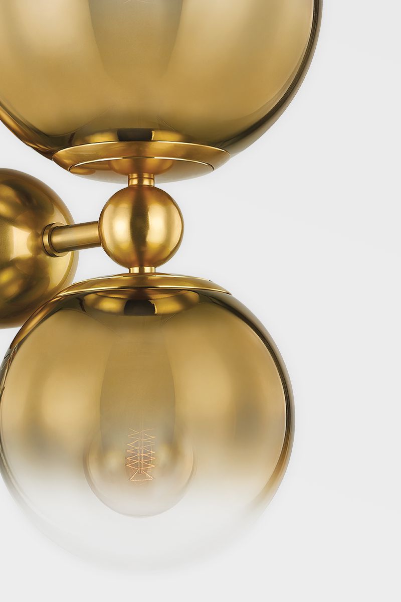 Corbett Lighting-Kyoto Sconce With Ombre Glass Globes In Brass And Clear For Stunning Lighting Effects