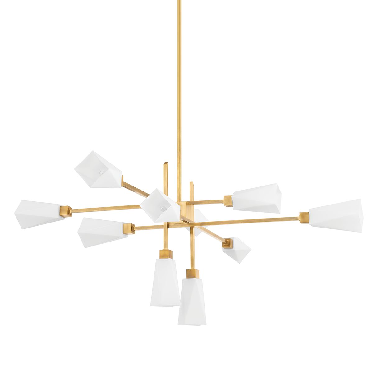 Corbett Lighting Large Artemis Chandelier with Chevron Design and Opal Matte Glass Shades