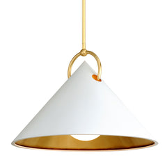 Corbett Lighting Large Charm Pendant Light with Opal White Glass Diffuser and Elegant Iron Shade