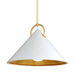 Corbett Lighting Medium Charm Pendant Light - Modern Conical Shade with Opal Glass Diffuser in Gold Leaf or Black Finish