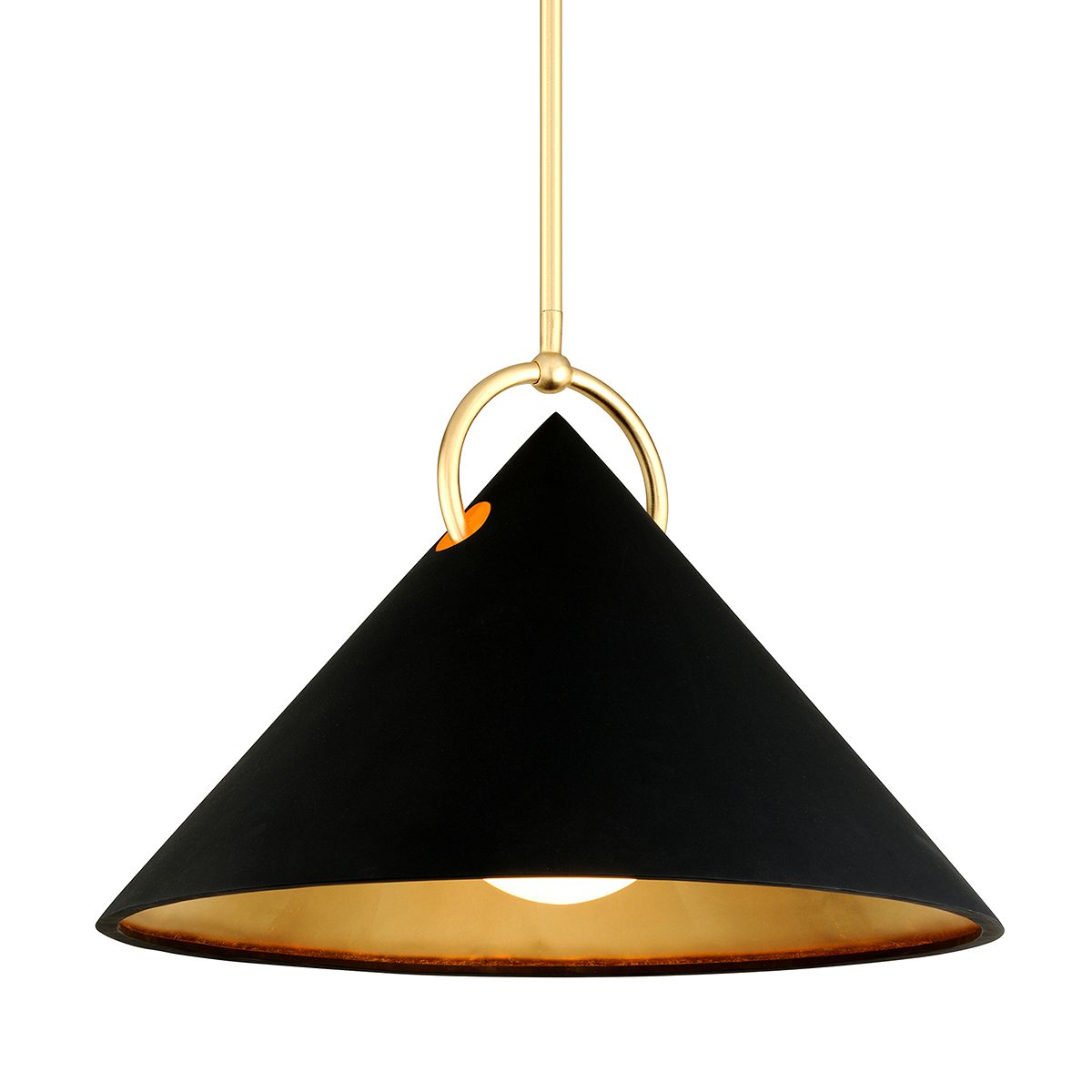 Corbett Lighting Medium Charm Pendant Light - Modern Conical Shade with Opal Glass Diffuser in Gold Leaf or Black Finish