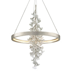 Corbett Lighting Medium Jasmine Chandelier with Clear and Frosted Glass Flowers in Gold or Silver Leaf Finish