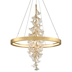 Corbett Lighting Medium Jasmine Chandelier with Clear and Frosted Glass Flowers in Gold or Silver Leaf Finish