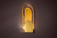 Corbett Lighting-Modern Morganite Sconce with Clear Cast Glass and Unique Gold Leaf Bracket - LED Warm Glow