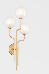 Corbett Lighting-Onyx 3-Light Sconce with Gold Leaf Finish and Opal Cloud Glass Globes