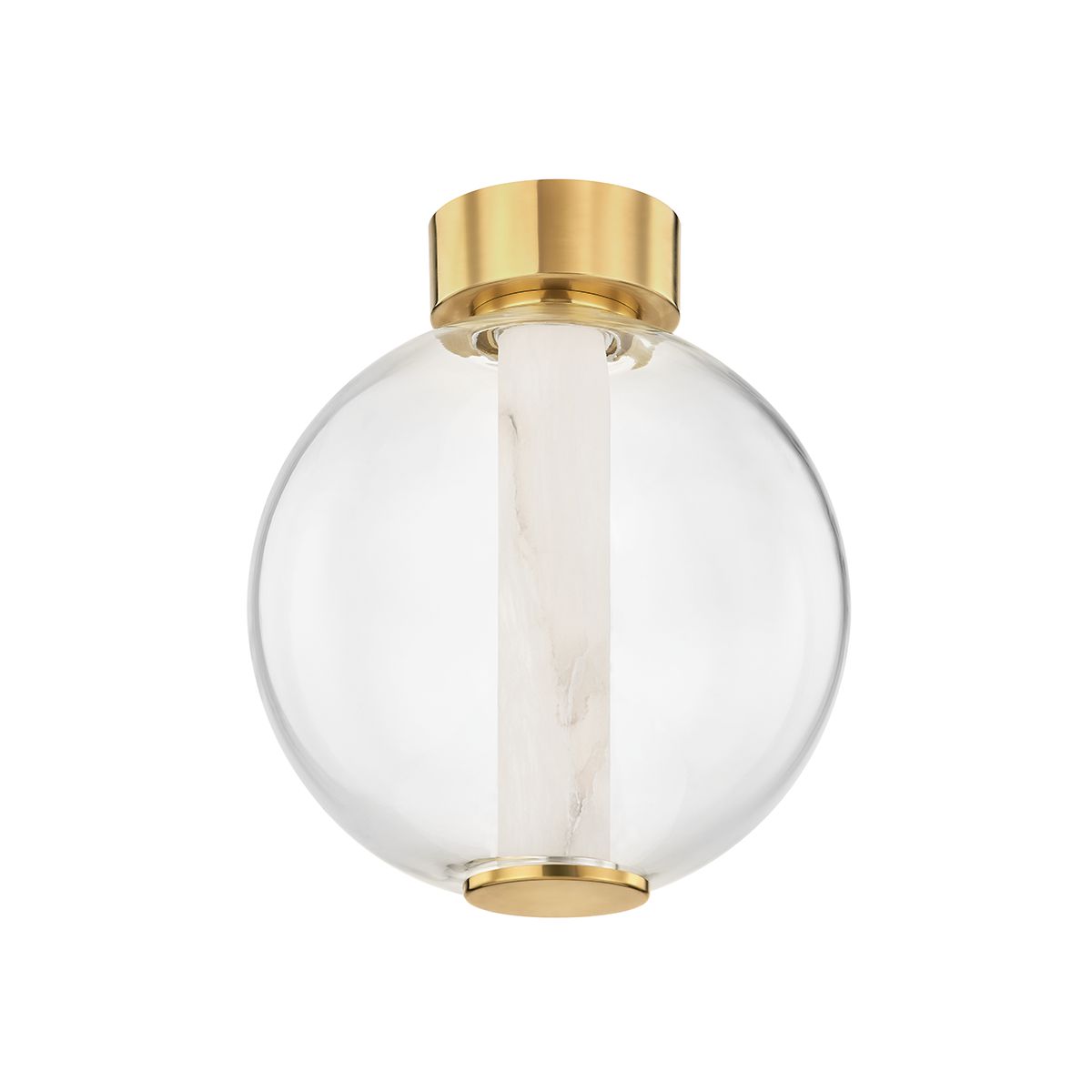 Corbett Lighting Pietra Ceiling Light 1-Light Alabaster Tube Flush Mount with Clear Glass Globe