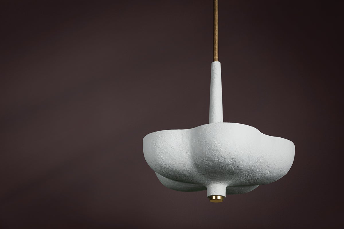 Corbett Lighting Rimini Pendant Light With White Gesso Shade And Gold Leaf Accents - Organic Modern Design