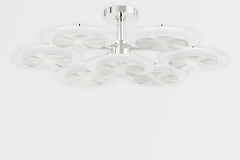 Corbett Lighting-Topaz 2-Layer Semi-Flush Ceiling Light with Rippled Brass and Piastra Ice Glass Shade