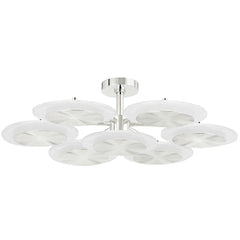 Corbett Lighting-Topaz 2-Layer Semi-Flush Ceiling Light with Rippled Brass and Piastra Ice Glass Shade