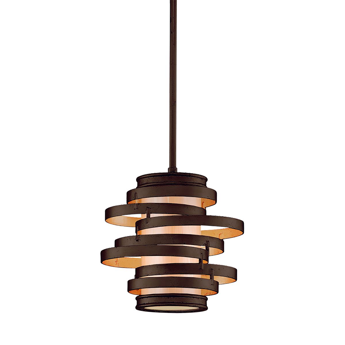 Corbett Lighting-Vertigo Pendant Light - Artistic Twisted Metal Design with Caramel Ice Glass Shade and Bronze Finish