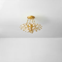 Corbett Lighting Vittoria Semi-Flush Ceiling Light With Hand-Cut Craquelle Crystal And Gold Leaf Framework