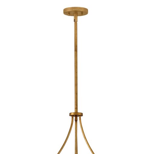 Myra Medium Chandelier by Fredrick Ramond, Distressed Brass Frame with Rock Crystal Strands, Adjustable Height