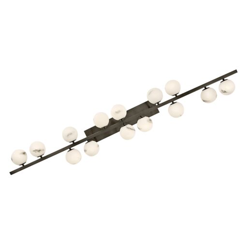 Selene 14-Light Linear Chandelier by Fredrick Ramond - Modern Swirled Glass Elegance