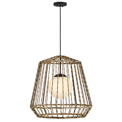 Arlen Hanging Pendant Light by Hinkley Lighting - Coastal All-Weather Rattan Shade, UL Wet Rated