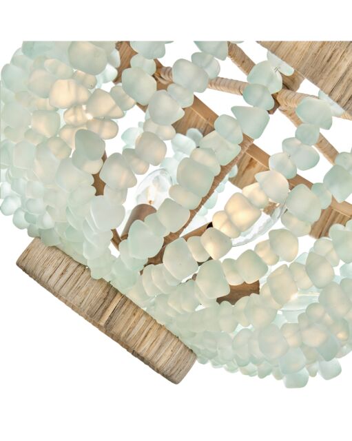 Dune Medium Semi-Flush Mount Ceiling Light by Fredrick Ramond - Burnished Gold with Sea Glass Shade