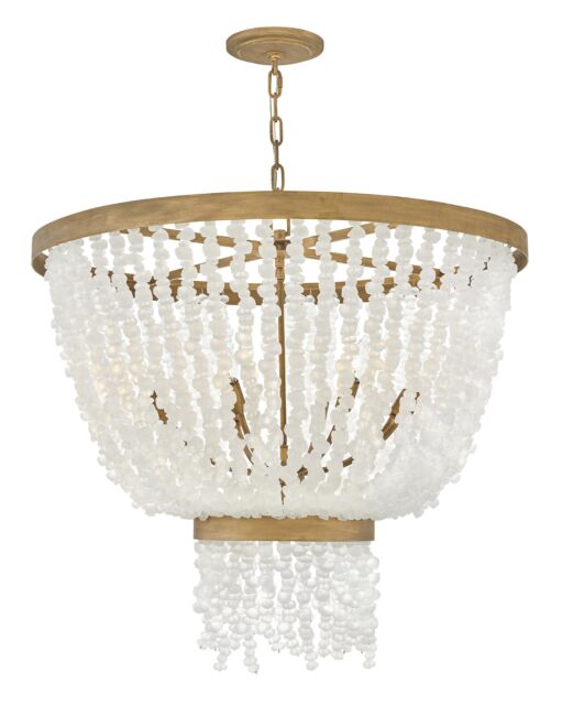 Dune Medium Single Tier Chandelier by Fredrick Ramond, 8 Bulb Dimmable, Burnished Gold Finish