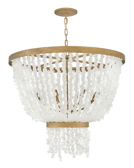 Dune Medium Single Tier Chandelier by Fredrick Ramond, 8 Bulb Dimmable, Burnished Gold Finish