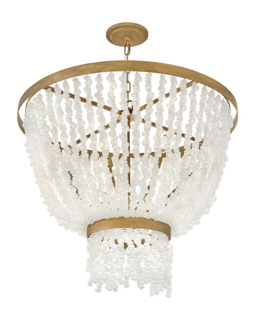 Dune Medium Single Tier Chandelier by Fredrick Ramond, 8 Bulb Dimmable, Burnished Gold Finish