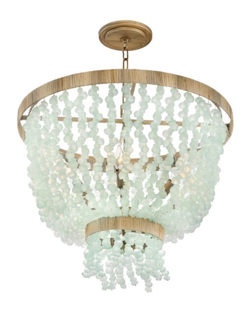 Dune Medium Single Tier Chandelier - 6 Lights, Sea Glass, Burnished Gold Finish by Fredrick Ramond