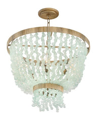 Dune Medium Single Tier Chandelier - 6 Lights, Sea Glass, Burnished Gold Finish by Fredrick Ramond