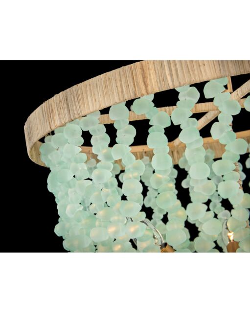 Dune Medium Single Tier Chandelier - 6 Lights, Sea Glass, Burnished Gold Finish by Fredrick Ramond